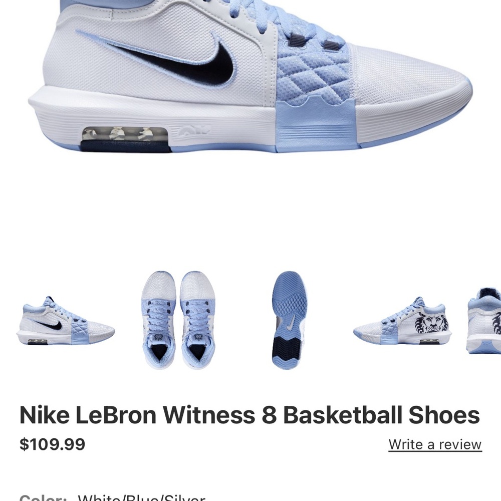 Nike LeBron Witness 8 Blue and White 12